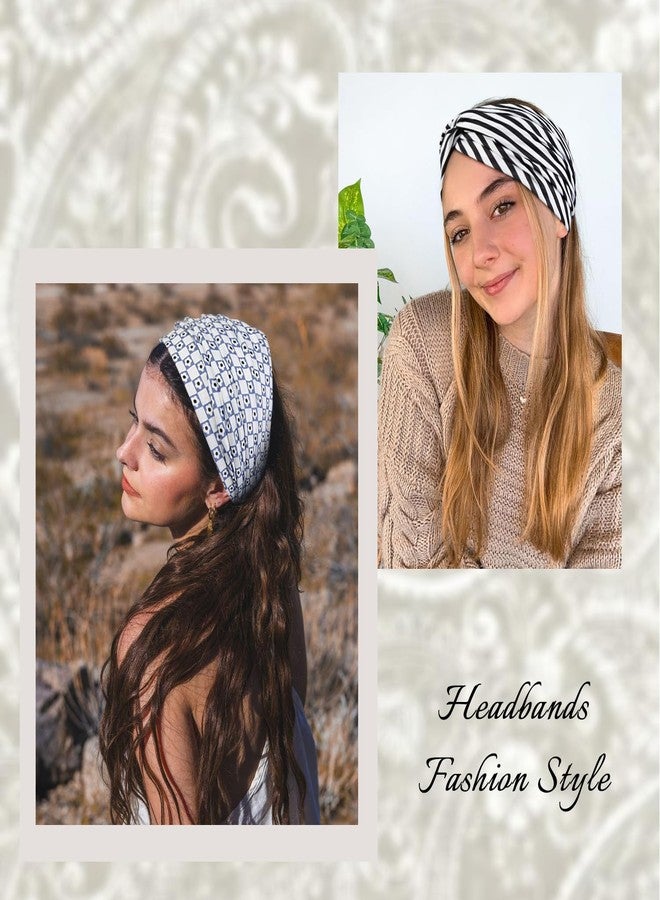 Tobeffect 7 Inches Extra Wide Headbands for Women, 4 Packs Boho Large Turban Head Bands Bandana Hair Scarves Womens Fashion Headband Sport Workout Yoga Hairband African Knotted Headwraps - Image 3